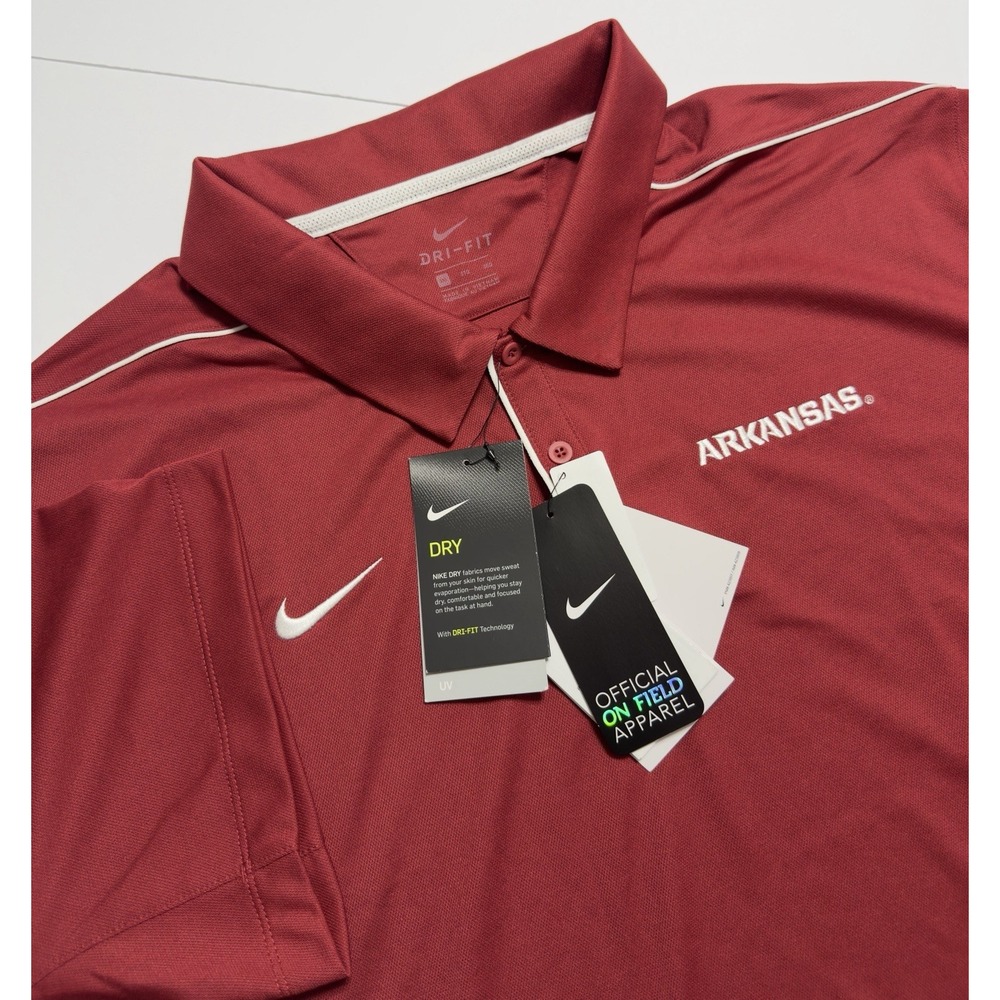 NWT Nike Men's Dri-Fit Arkansas Razorbacks Polo Shirt 3XL On-Field NCAA Football